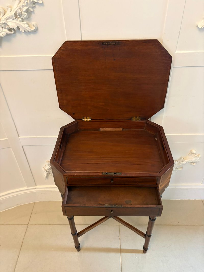Antique Georgian Mahogany Lamp / Work Table With Removable Sewing Basket - Image 8